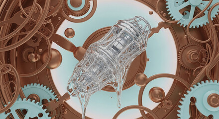 Intricate Mechanical Clockwork Gears Steampunk Abstract Time Mechanism