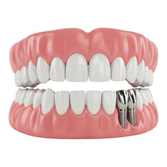 Fototapeta premium Realistic denture set with dental implants isolated on transparent background