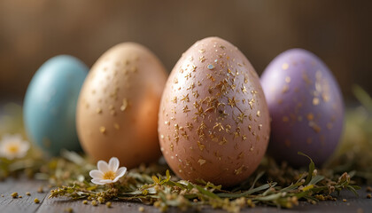 easter eggs in a nest