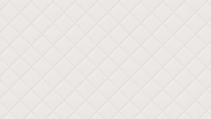 Fototapeta premium White quilted leather texture background with diamond geometric stitching pattern. 3D rendering illustration