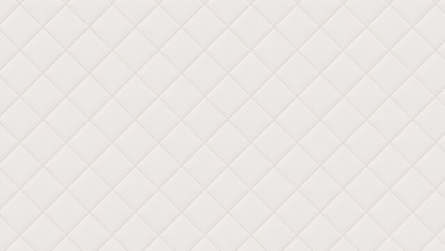 White quilted leather texture background with diamond geometric stitching pattern. 3D rendering illustration