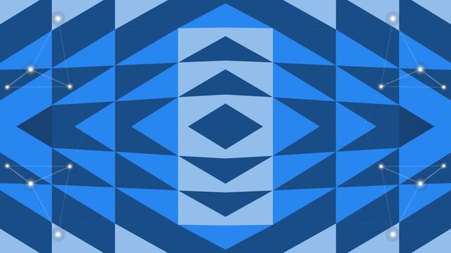 Abstract Blue Geometric Pattern with Diamond Shapes and Triangles.