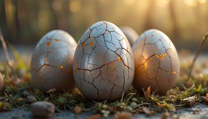 easter eggs on the grass