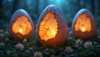 easter eggs in the grass