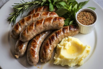 food photograph showcasing perfectly grilled sausages
