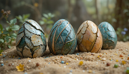 easter eggs in the grass