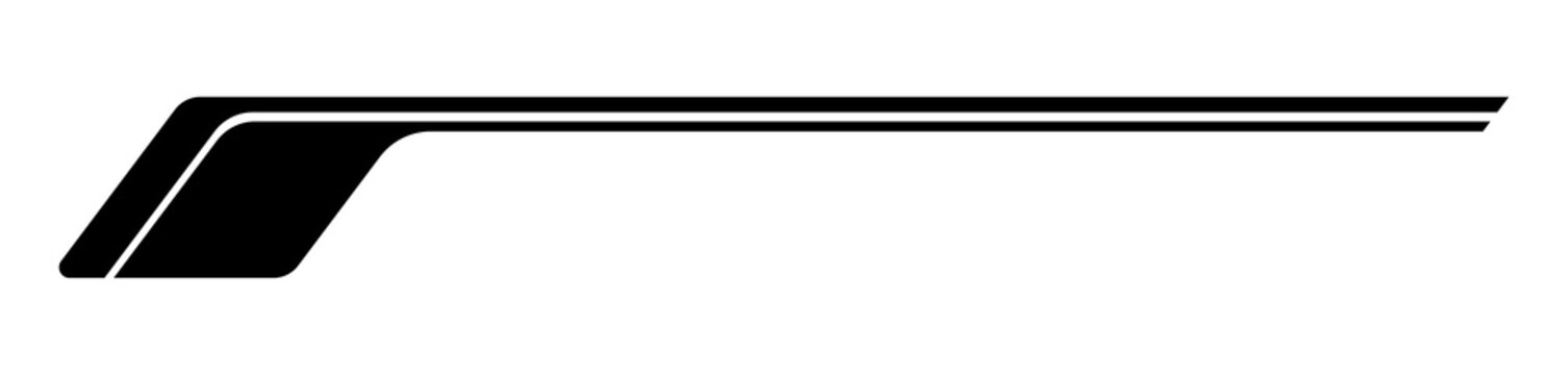 Bold corner stripe element with smooth edge styling, futuristic motorsport inspired line graphic for car branding and digital layouts, transparent background