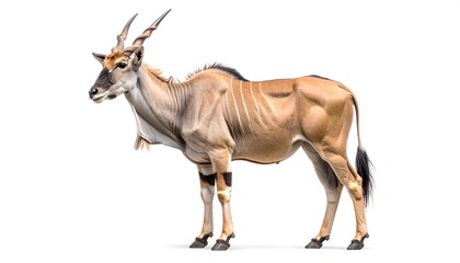 Obraz premium Common eland standing on white background