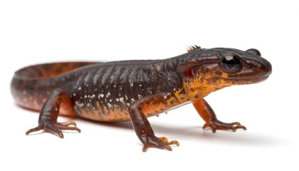 Obraz premium Tiger salamander side view on white background