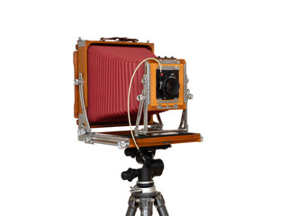 三脚にセットした木製の8&times;10カメラ