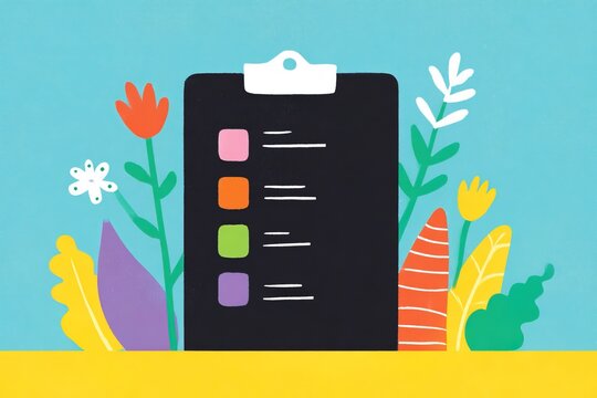 Checklist icon with flatvector style and simple colors in a clean design