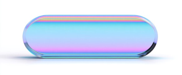 Obraz premium shiny holographic glass badge with vibrant reflections set against a bright white background