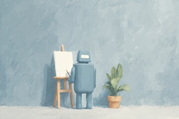 A painting of a man sitting on a chair