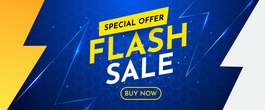 Eye-catching Flash Sale banner with Special Offer text and Buy Now button.
