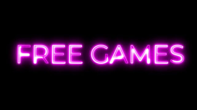 Pink Neon Free Games Sign Flickering Loopable Animation