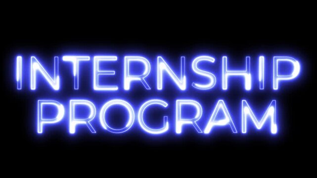 Internship Program Neon Sign Glowing Text Animation