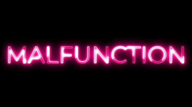 Neon Malfunction Text Glitch Animation Pink Glowing Sign