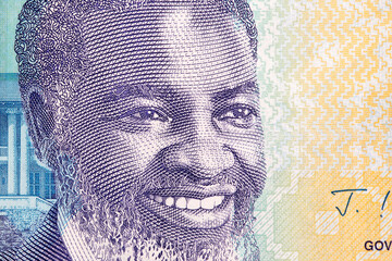 Sam Nujoma a closeup portrait from Namibian money