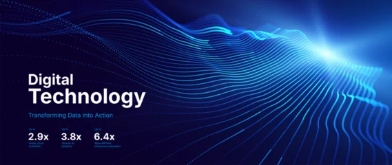 Fotobehang Restaurant Cutting Edge AI Data Flow in Digital Technology Abstract Illustration - Tech Industry Backdrop with Lines and Patterns Emphasizing Seamless Integration. Tech Background Vector.  © ec0de