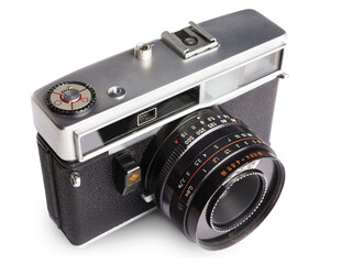 Old rangefinder camera isolated white