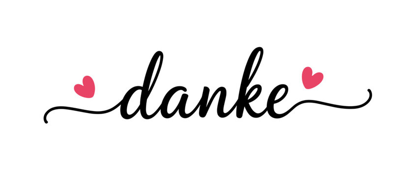 Danke hand lettering with hearts