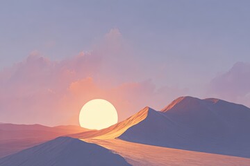A sunset over a mountain range