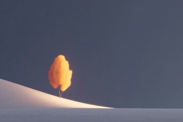 A lone orange leaf on a white surface