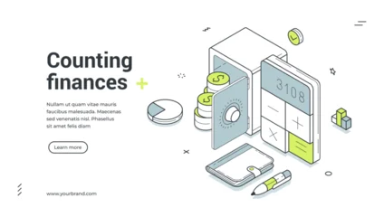Fotobehang Onderzeeër Web banner for counting finances. Isometric vector illustration of a safe with money. Modern template for a landing page about savings and budget. Financial accounting and audit  © provectors
