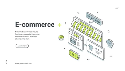 Fotobehang Onderzeeër E-commerce web banner for online shopping. Isometric vector illustration shows a mobile storefront. Modern template for a landing page about digital store and internet retail business promotion  © provectors