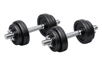 Two adjustable dumbbells with weight plates for fitness