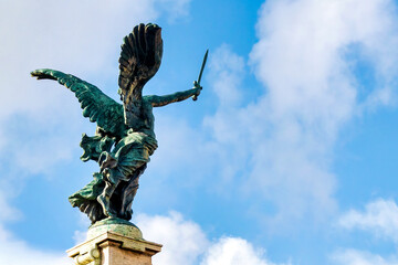 Winged Victory statue on Ponte Vittorio Emanuele II