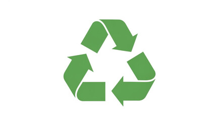 Obraz premium Green recycling symbol with three arrows on white background representing eco friendly practices and sustainability