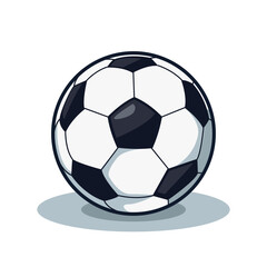 Classic soccer ball isolated on white background, traditional black and white football with shadow, sports equipment vector illustration.