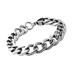 Obraz premium Chunky metal chain bracelet illustration in monochrome halftone style. Modern fashion accessory, minimal design, isolated on white background, suitable for jewelry, style, luxury and urban themes.