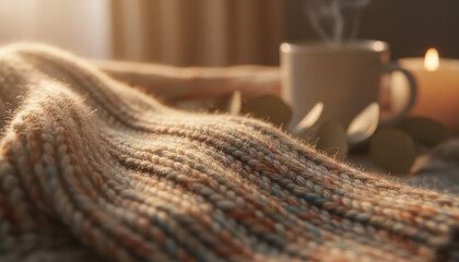 Warm knitted fabric layers provide comfort and thermoregulation for wear during cold seasons creating cozy and inviting atmosphere