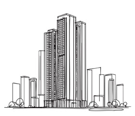Obraz premium Abstract Architectural Sketch - Modern high rise Buildings