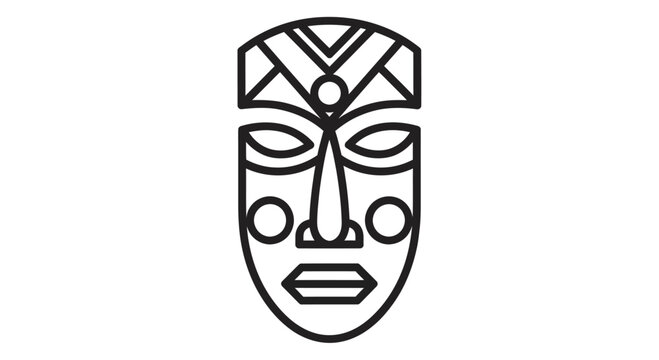 Tribal Mask Icon, Ancient Culture Symbol, African Art, Vector Illustration