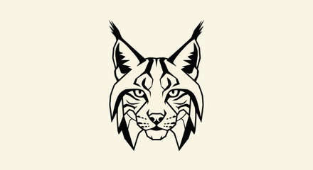 Wild Lynx Head Emblem, Stylized Black And White Vector Illustration © Firman