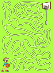 Basketball maze graphic color sketch vertical illustration vector 