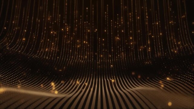 Warm golden dots floating upward silky smooth acceleration deceleration futuristic cinematic surreal ethereal ambience cascading softly glowing abstract unique style variation one