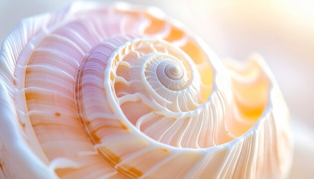 Close-up of spiral seashell texture.