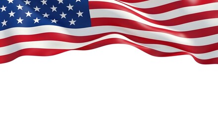 Fototapeta premium Waving american flag on white background