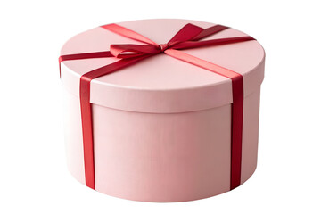 Isolated Pink Cylinder Gift Box with Ribbon &ndash; Valentine&rsquo;s and Mother&rsquo;s Day Packaging PNG