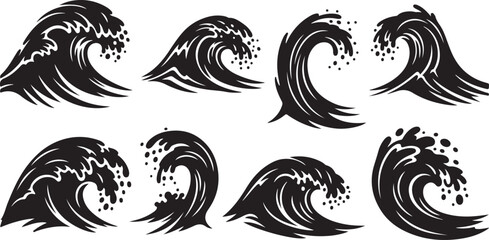 Fototapeta premium Black and white wave illustrations on clean background designs