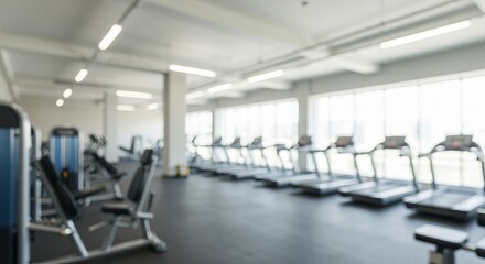 Fototapeta premium Modern Gym with Abstract Silhouettes, Airy Atmosphere, and Neutral Tones for Fitness Lovers