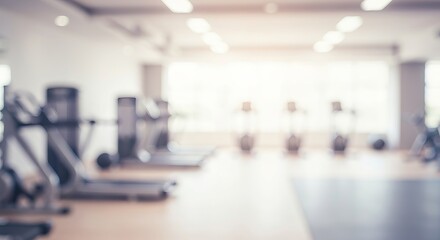 Fototapeta premium Vibrant and Subtle Fitness Facility Setting with Blurred Sports Installations and Natural Light