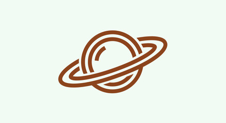Stylized Planet Saturn Ring Icon, Minimalist Cosmic Orbit Symbol © dani