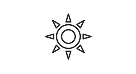 Fototapeta premium Stylized Sun Icon with Rays, Simple Line Art, Weather Symbol