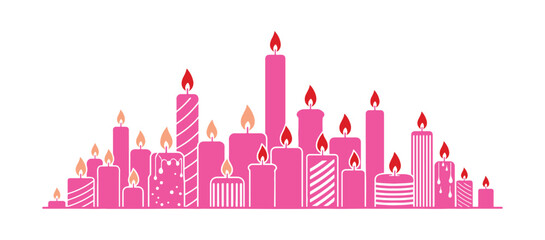 Graphic candles arranged in a stylish line, perfect for decoration and design.

