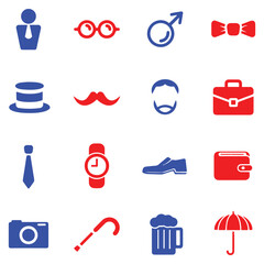 Gentleman Costume Accessories Icon Collection
